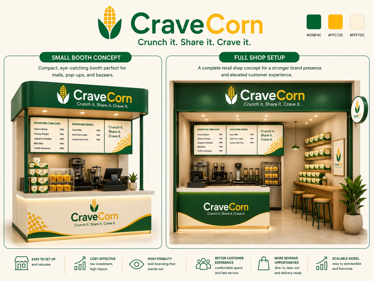 CraveCorn booth and shop concept